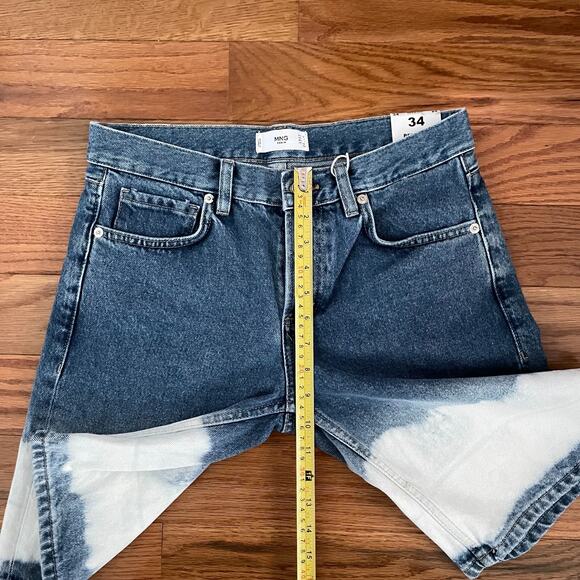 MNG Denim Bermuda Shorts Womens Size 2 Medium Blue Bleached 100% Cotton Casual - Picture 9 of 11